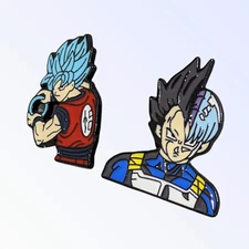 Dragon Ball Z Enamel Pin Goku and Vegeta Anime Gohan Super Saiyan Set of 2