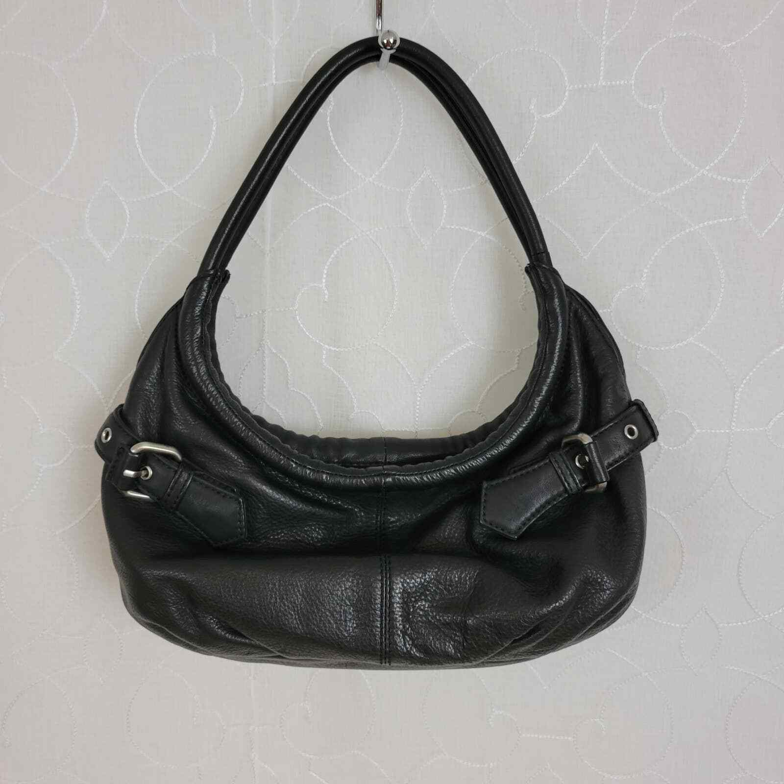 Kenneth Cole New York Womens Shoulder Bag One Size Black Slouchy Leather Hobo