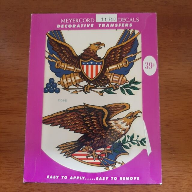 Vintage Meyercord Decorative Decals Transfers 2 American Eagels Vintage Meyercord Decorative Decals Transfers 2 American Eagels