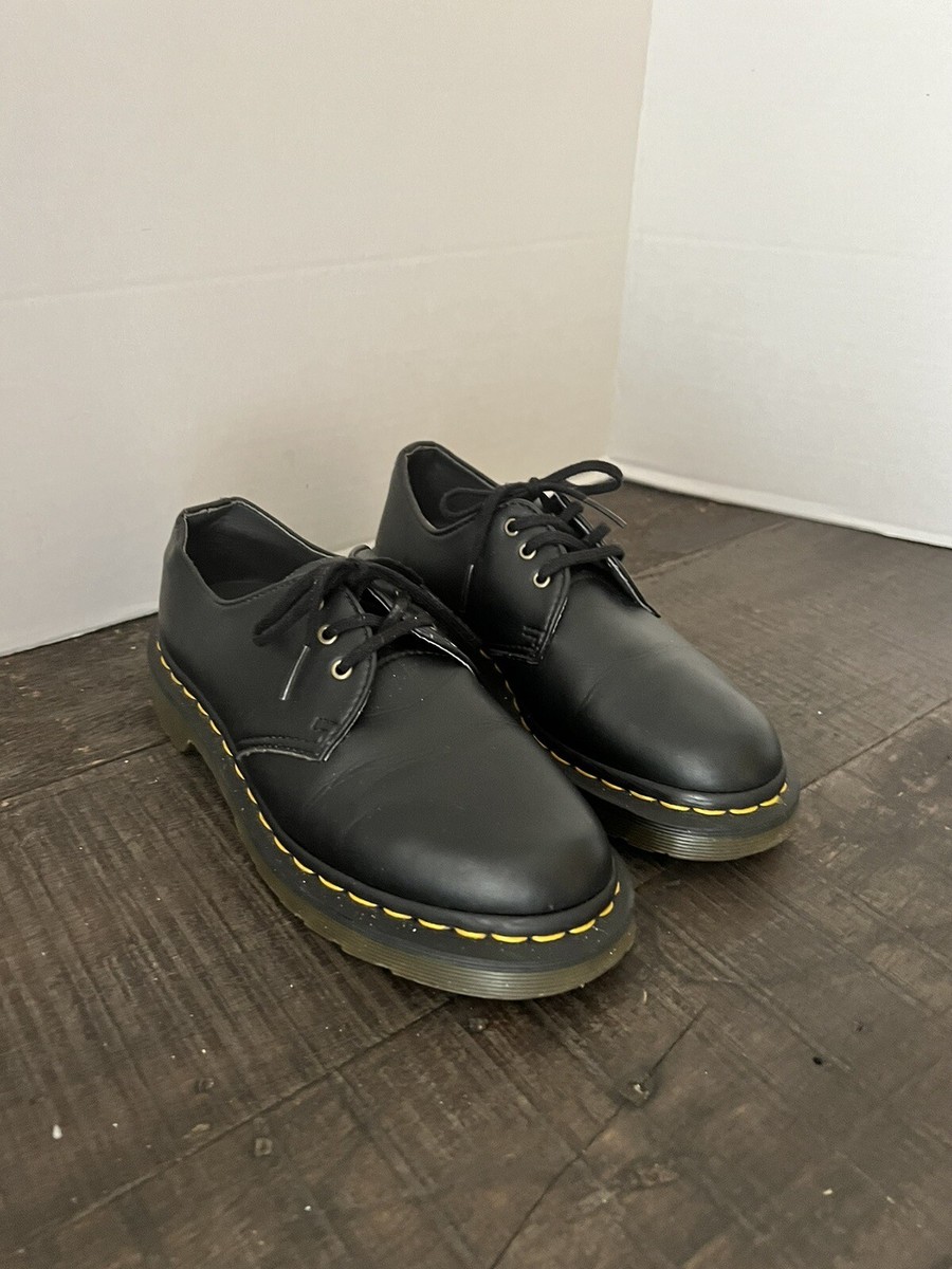 Dr. Martens 14046 Black Vegan Leather Lace Up 3-Eye Oxfords
