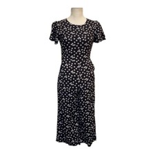 1901 Jumpsuit Size 10/12 Daisy Floral Girls Look Back Black White Open Back Tie