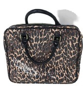 Betsy Johnson Animal Leopardo Estampado Lentejuelas Laptop Estuche Bolso Bolso Bolso Y2K-2 Asas