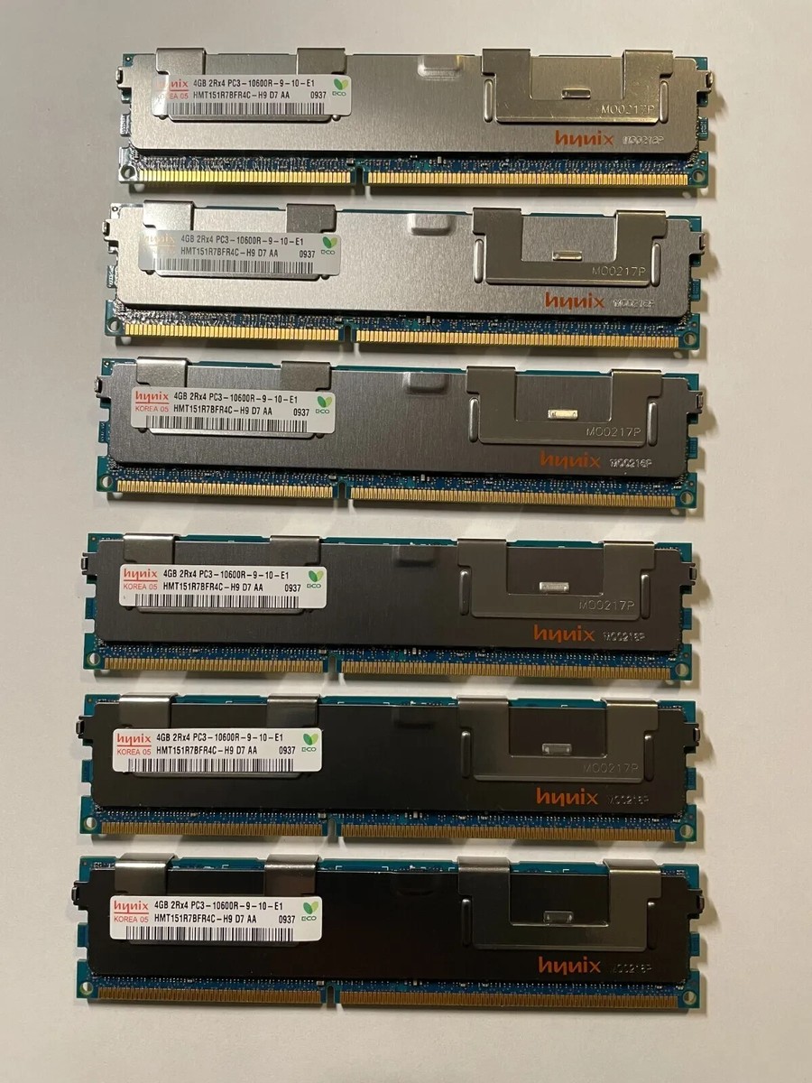 Lot of 6 - Hynix 4GB 2Rx4 PC3-10600R-9-10-E1 HMT151R7BFR4C-H9 