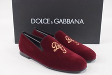 Dolce&Gabbana NWB Loafers / Slippers Size 40.5 7.5 US In Red Velvet W/ Gold Logo