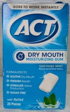 ACT - Dry Mouth - Moisturizing Gum - 20 Pieces - With Xylitol - Sugar Free
