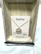 BOMA Sterling Silver 925 Chain Necklace-SS 18" Mountain & Moon-NA2369*New