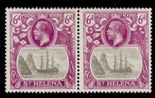 ST. HELENA GV SG104 + 104b, 6d TORN FLAG vareity in PAIR, NH MINT. Cat �308.
