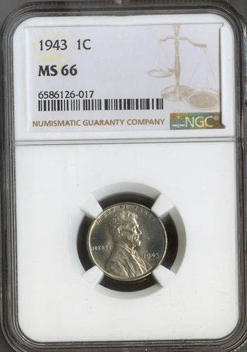 1943 Lincoln Steel Penny NGC MS66 Quality