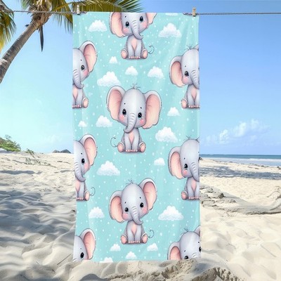 1pc a Beach Towel Featuring a Repeating Elephant Design - Made from Soft, High