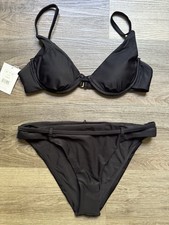 Andie Swim Sicily Top  Riviera Bikini Swimsuit Black Set Size Medium NWT