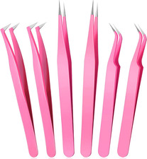 High Precision Lash Tweezers Set 6 Pack Stainless Steel Eyelash Extension Tweeze