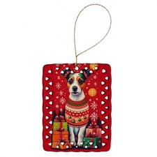 Jack Russell Terrier Christmas Dog Porcelain Ornament