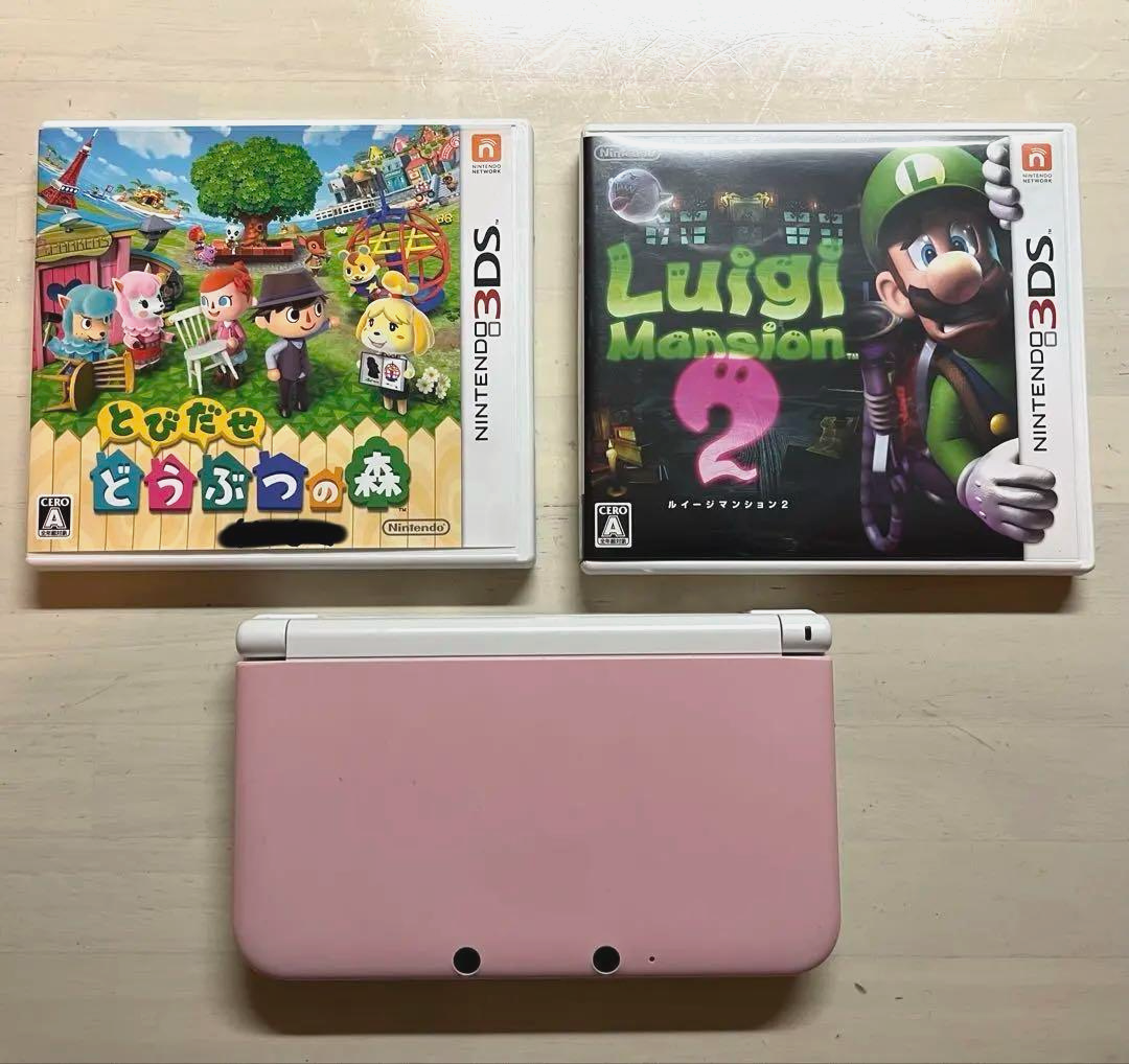 Nintendo 3DS XL Pink Console Working, w/ Animal Crossing, Luigi's