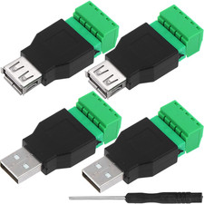 USB Type a Connector Screw Terminal Solderless 5 Way/Pin Block Adapter, USB 2.0