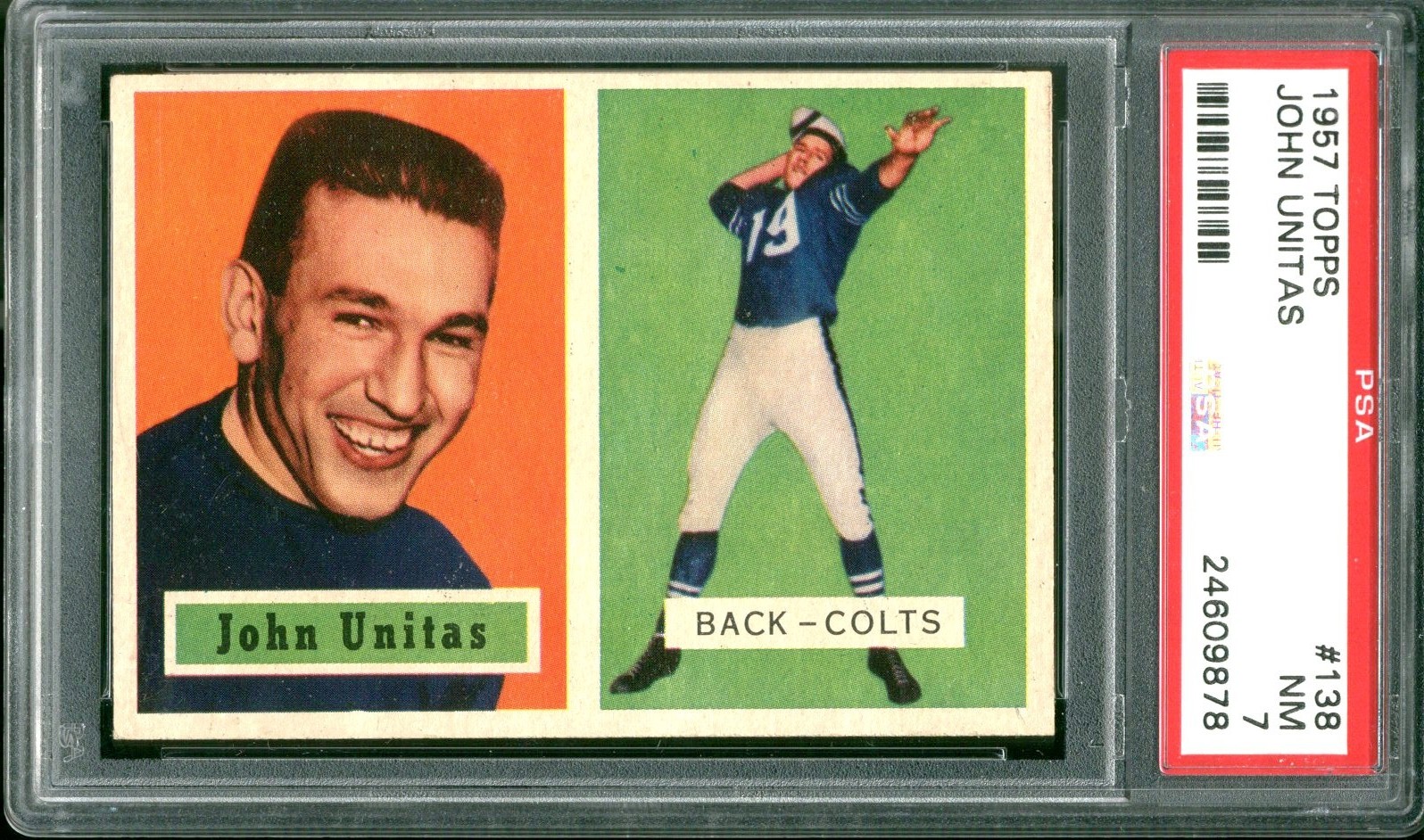 1957 TOPPS #138 JOHN JOHNNY UNITAS RC COLTS HOF PSA 7 view 3