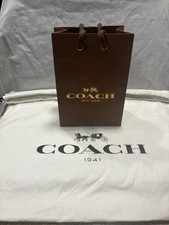 COACH New York Brown Paper Shopping Bag  White Dust Bag Bundle