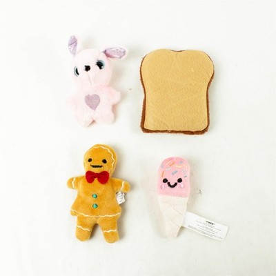Set Aus 4 Plüschtieren Battat Eiscreme-Kegel Gingerbread Pink Hase Toast 6 Zoll