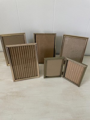 Vintage 1970s Brass Picture Frames Lot Set Of 5 Four 5x7'' One 3x5'' Gold Photo