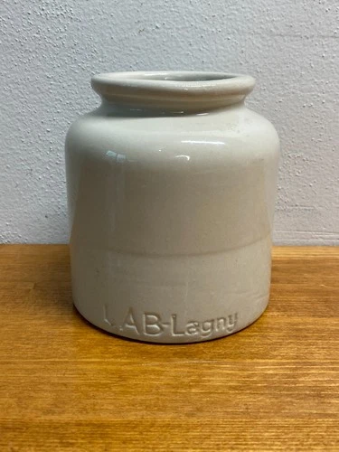 Vintage LAB Lagny French Mustard 3 3/4 Inches - Crock Stoneware Jar