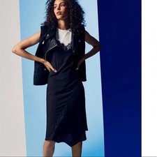 NWT DKNY Mixed-Media Midi Dress medium Lace Colorblock black & white