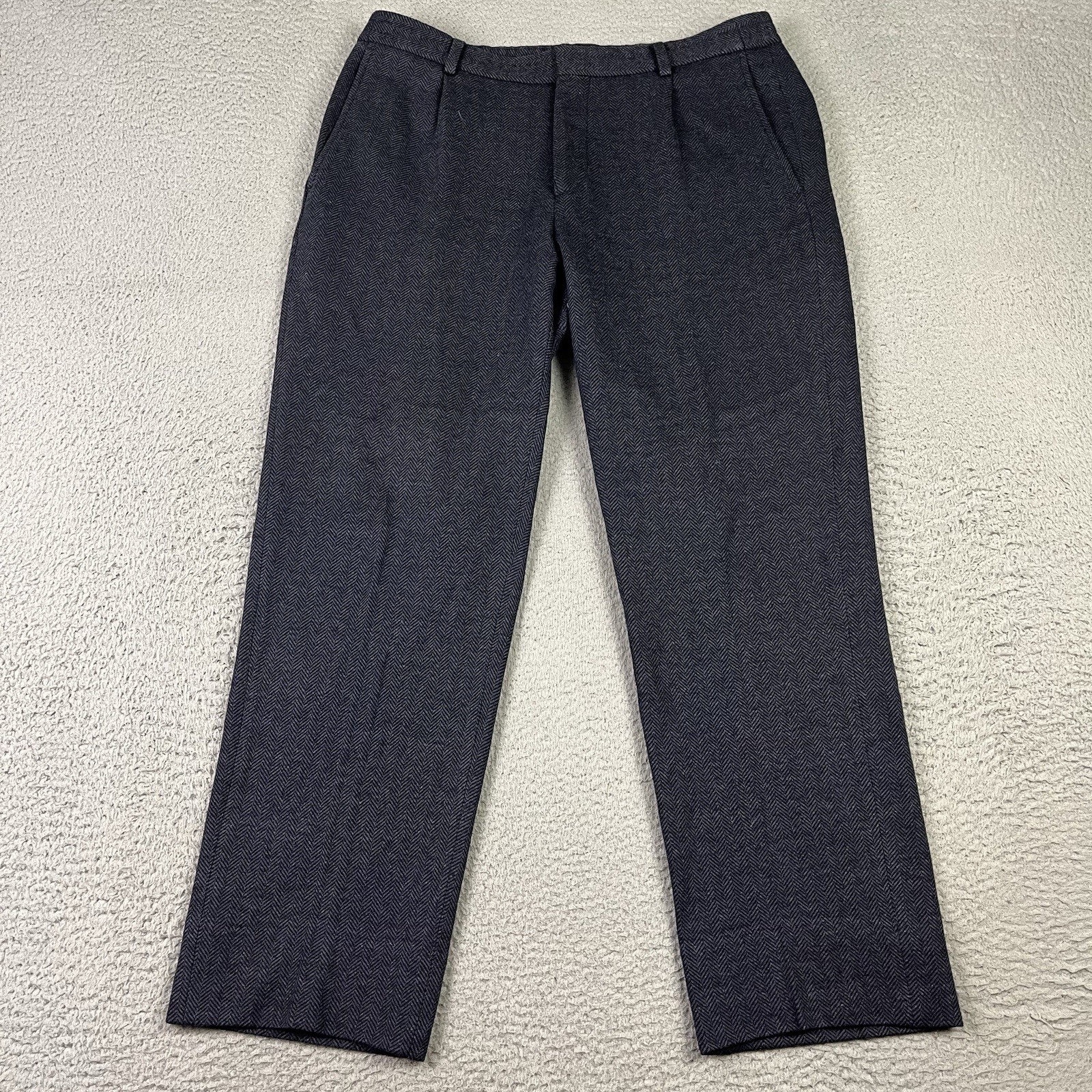 Brooks Brothers Pants Mens 32x28 Blue Herringbone Manifattura Emmetex Fabric