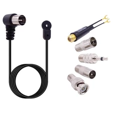 Fancasee Universal FM Antenna 75 Ohm F Male Push On Plug Coax Coaxial Cable A...