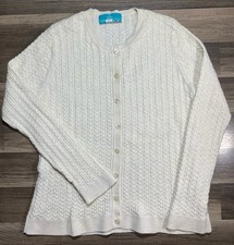 Baby Alpaca Cardigan Sweater Medium Peruvian Wool Ivory Soft Comfort Cable Knit