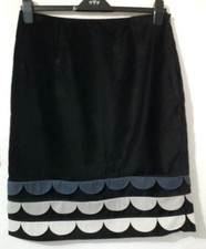 Boden Size 14L Black Velvet Pencil Skirt with scalloped petal detail, worn once