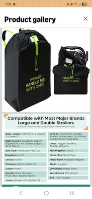 2 - REPERKID Stroller Travel Bag ''Handle Me With Care'' Black/Green