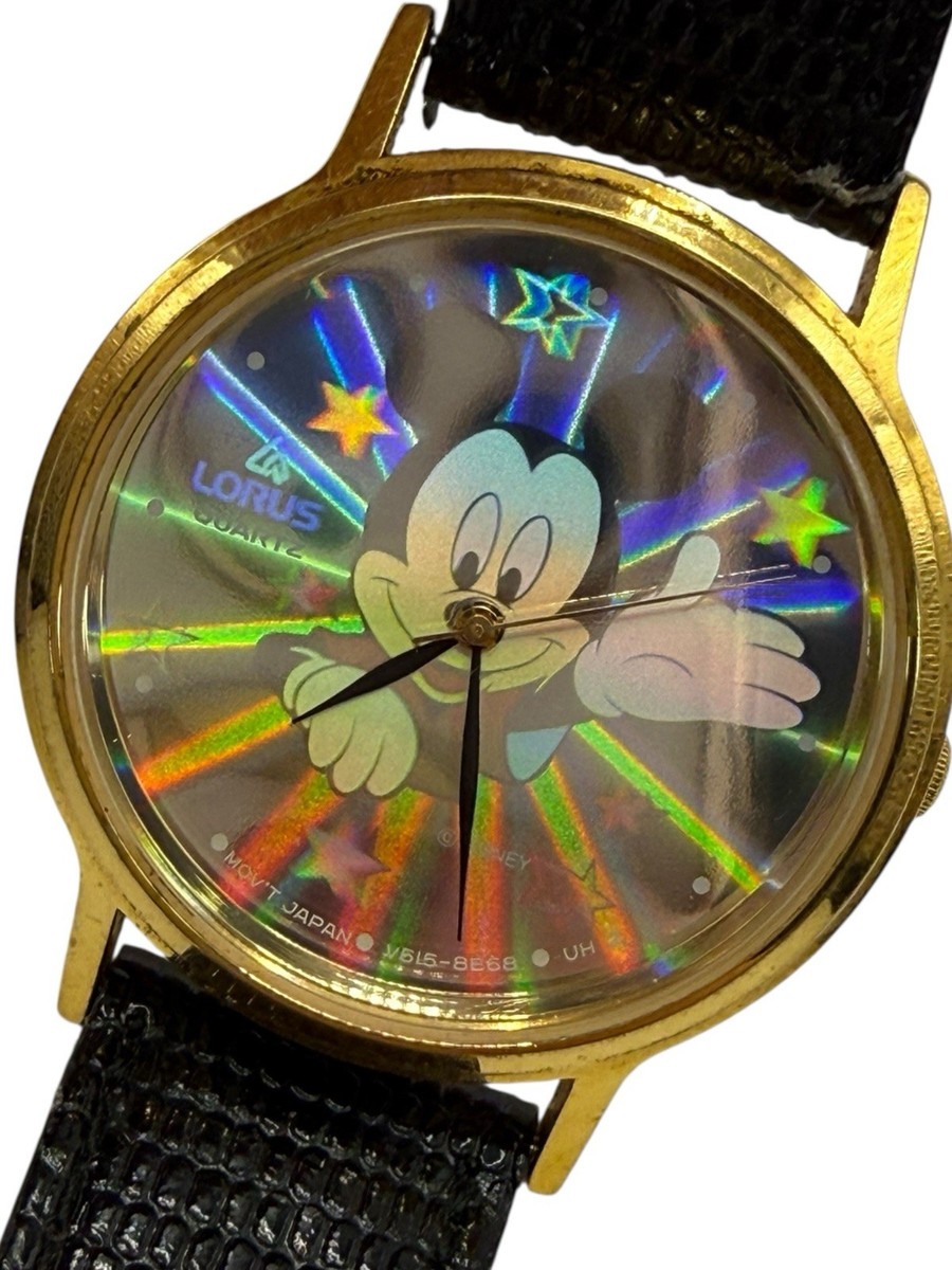 Vintage 90s Disney Mickey Mouse Hologram Watch New Battery 34mm | eBay