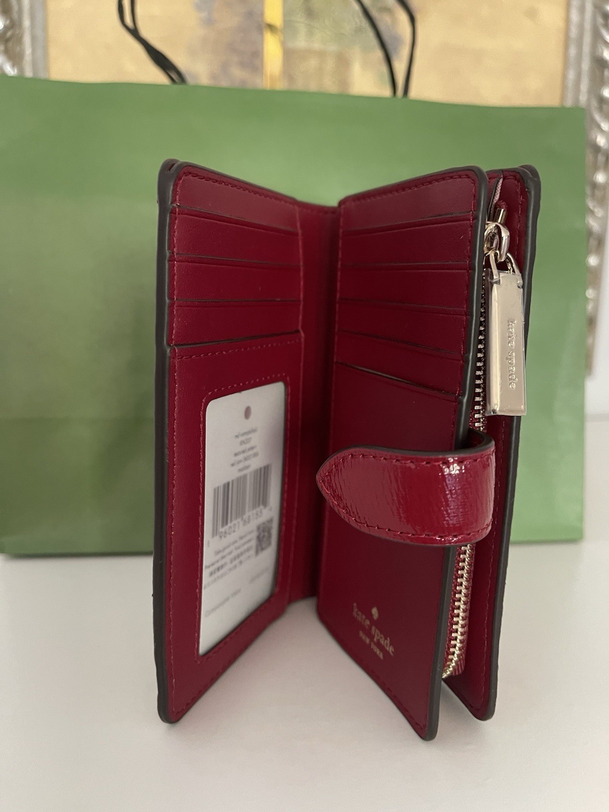 NWT KATE SPADE Madison Medium Compact Bifold Wallet In Red Jam