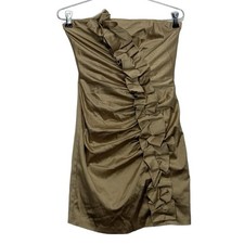 Jessica McClintock x Gunne Sax Y2K Strapless Bow Detail Mini Dress Champagne 3