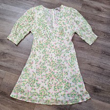 RIXO floral puff sleeve midi dress 10 V-neck easter spring photoshoot dainty