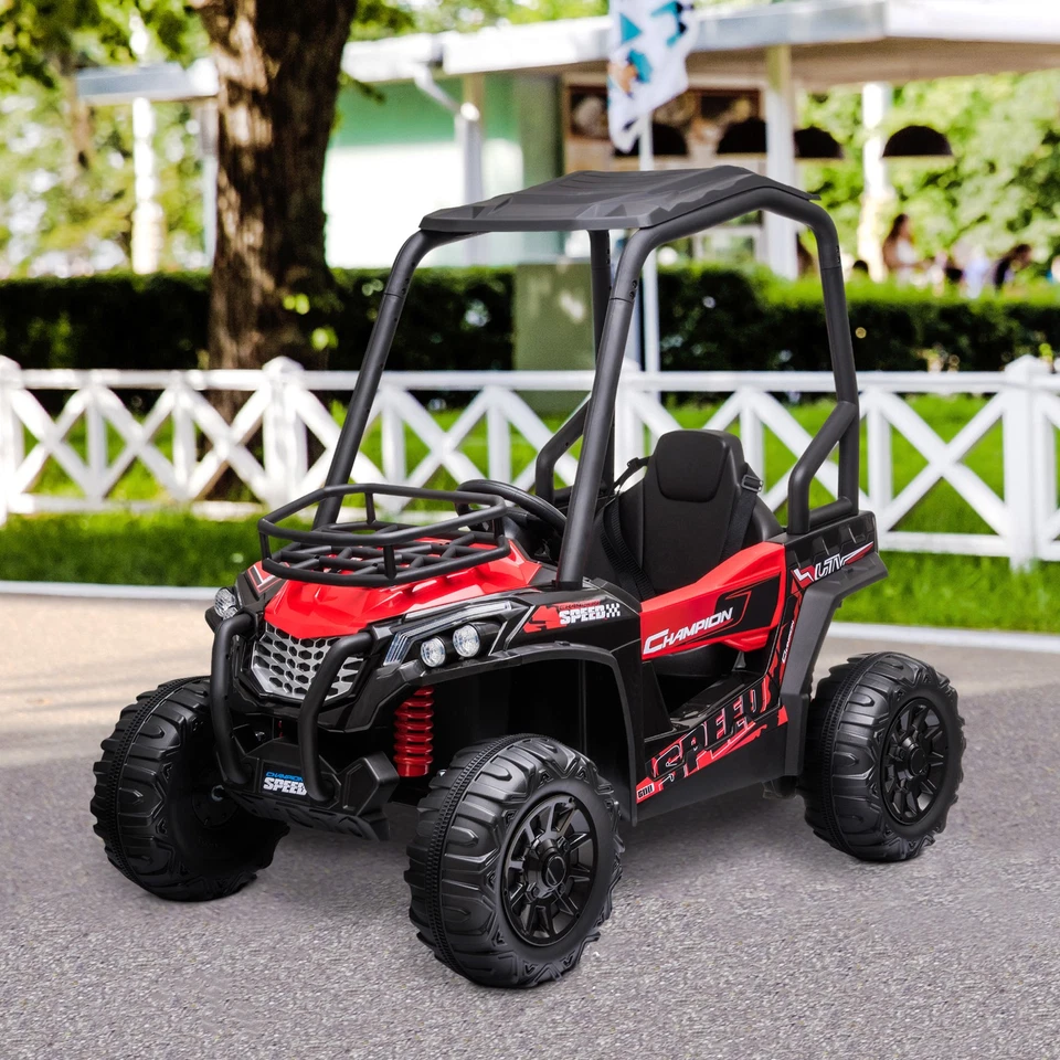 HOMCOM Macchina Elettrica per Bambini 3-8 Anni Quad Elettrico Mini Rosso e Nero - Immagine 3 di 4