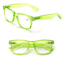 V.W.E. Transparent Neon Color Deluxe Reading Glasses - Adult, Green
