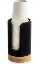 Ceramic Bathroom Cup Holder, 3-5 oz Cup Dispenser, BlackDisposable Paper ...