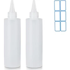 Refillable Condiment Squeeze Bottles 10 Oz 2 Pack Leak Proof Kitchen Dispensers