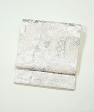 Fukuro Obi / Silk Kimono Belt Fukuro Obi Tagasode Platinum Woven / K2512224