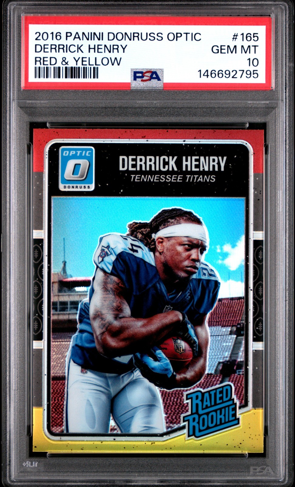 2016 Donruss Optic Derrick Henry Rated Rookie #165 Red & Yellow - PSA 10 GEM MT