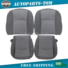 Driver + Passenger Cloth Seat Cover Gray For 2013-2018 Dodge Ram 1500 2500 3500