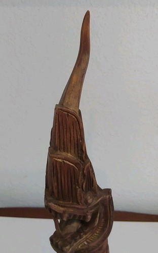 Vintage Naga Holz geschnitzt vergoldet Drache auf Holzständer - schöne Form 12" x 2,25" - Bild 9 von 15