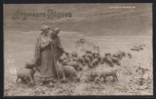 Cartolina artistica Domenico Mastroianni: La spiegazione, coppia di pastori 1920 