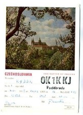 1958 QSL Castle of Prague Czechoslovakia OK1KKJ