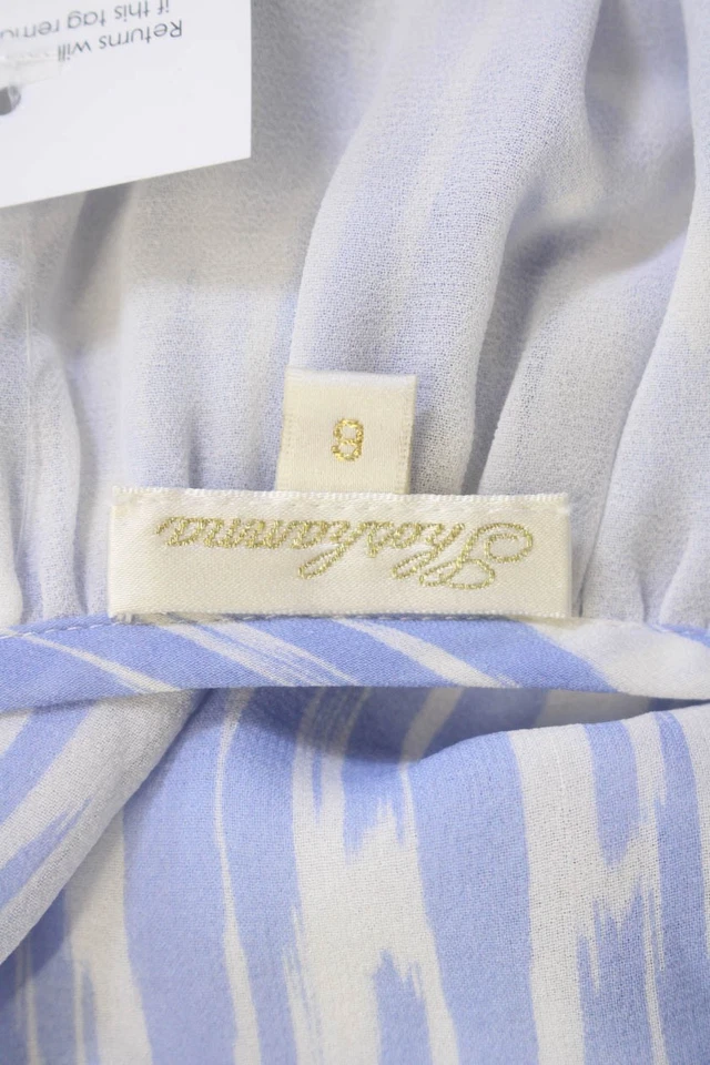 Blusa Shoshanna para mujer de seda manga corta con botones azul claro talla 8 Foto 4 de 4