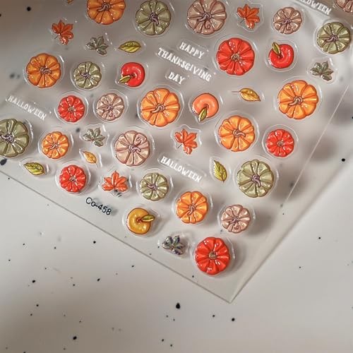 1 Sheets Fall Nail Stickers for Nail Art 5D Self-Adhesive Embossed Fall-4 - Bild 3 von 7