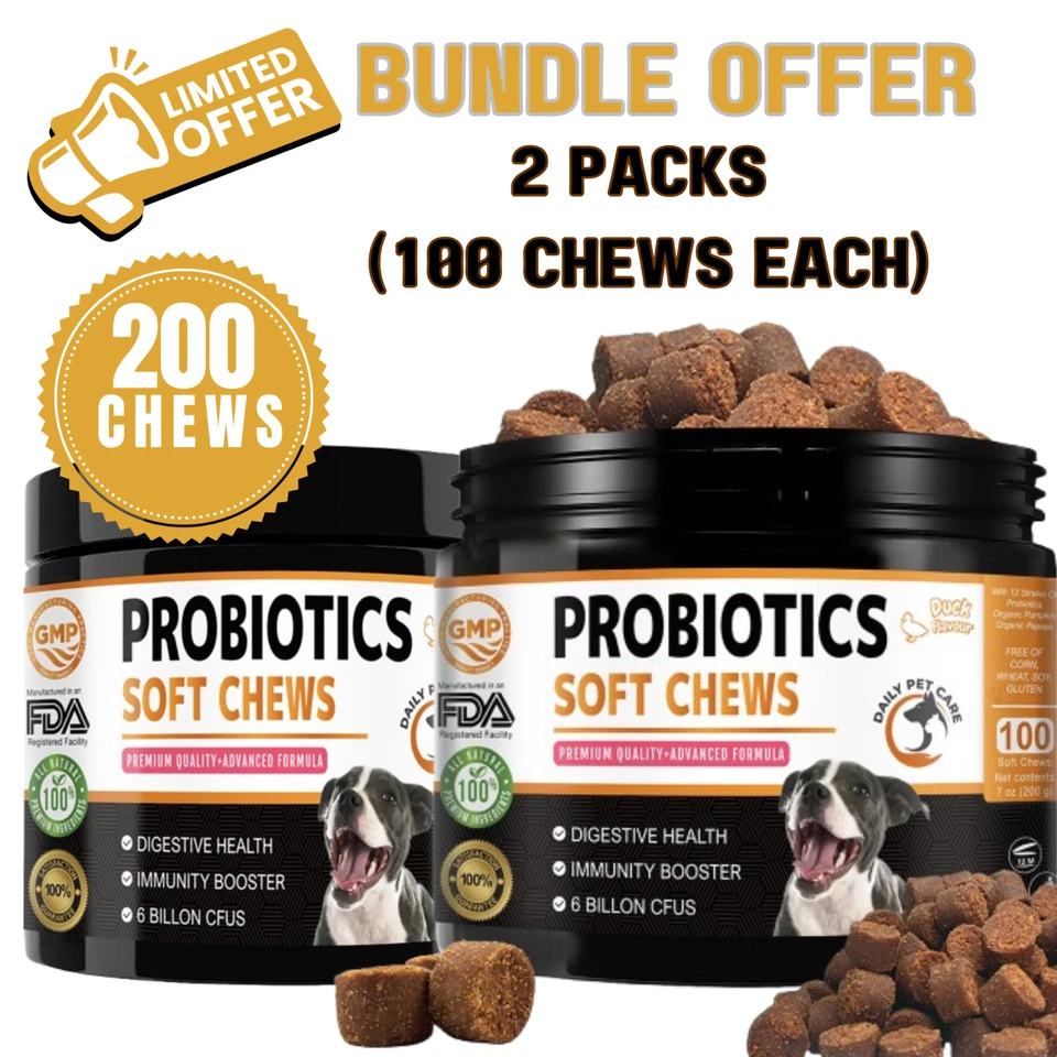 DAILY PET CARE Probiotics for Dogs, Dog probiotics Chews Treats for Dog Gut Digestion 200 Chews