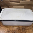 Vintage Large White and Black Enamelware Dish W/Lid 14x7.75x4.5 — photo 2