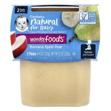 Natural for Baby, Wonder Foods™, 2nd Foods®, Banana Apple Pear, 2 Pack, 4 oz