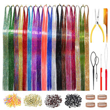 Tinsel Hair Tools Kit, 18 Colors, 4500 Strands, 47 Inches, Heat Resistant,Colorf