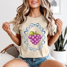 Watercolor Grapes Summer Fruit Womens T-Shirt Grapes Fruit Gift For Her